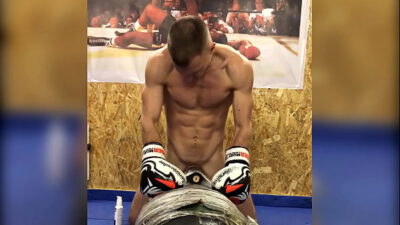 Muscular fighter beats and fucks his opponent, then ends up with liters of cum on your face