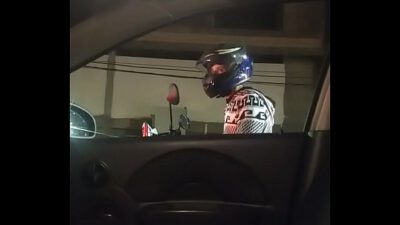 A motorcyclist catches me jerking off in my car