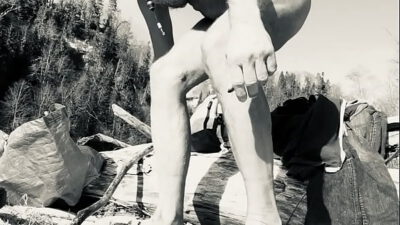 chubby nudist with tiny dick and a beer