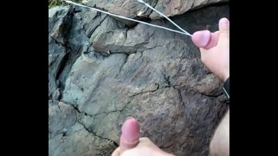 Huge cumshot outdoor