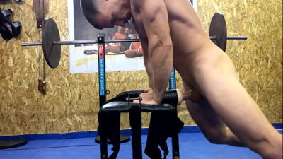 Russian athlete in training gets excited and fucks a silicone pussy. A powerful orgasm and a sea of sperm