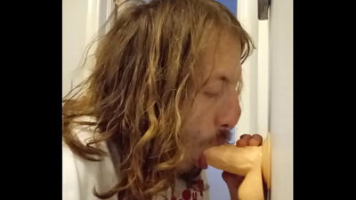 sucking on my new dildo toy