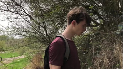 Hot Hunk Jerking his Big Dick (23cm) in Public Place near the Dam/ Teen Boy