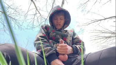 Sweet Boy Jerking his Big Dick (23cm) Outdoor / Huge Cumshot on Camera / College Boy / Monster Dick