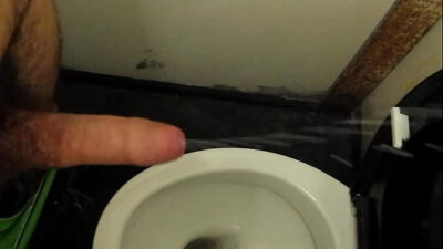 BIG hairy cock HUGE CUM in public toilet (with FLESHLIGHT) – Almost 10 spurts !!!