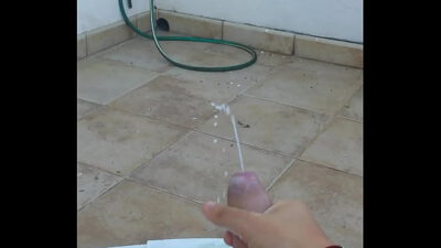 HUGE CUMSHOT in POV on balcony